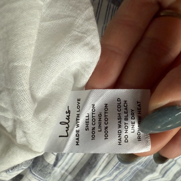 Lulus Vacay Babe Grey White Blue Striped Halter Maxi Dress M - Picture 11 of 15